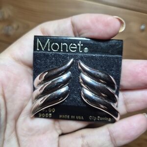 Monet Silver Tone Clip Earrings